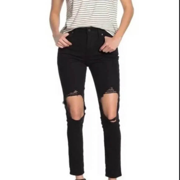 Levi’s 721 Ripped High Waist  Cropped Raw Hem Skinny Jeans - Picture 3 of 16